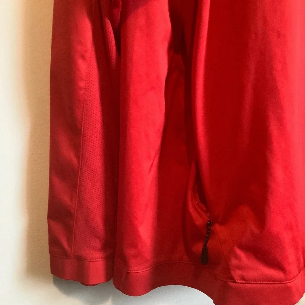 Nike Men Red Long Sleeve V-Neck Training Fall Pullover Jacket 3XL Zipper Pockets